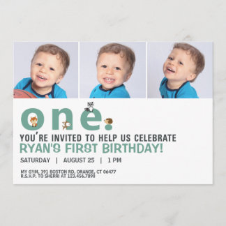 Scattered Word Animals First Birthday Party Invite