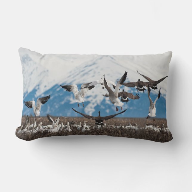 Scattering Geese Lumbar Pillow (Front)