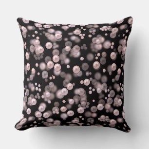 Scatterings of pink and white pearls on black velv throw pillow