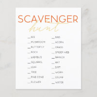 Scavenger Hunt Kids Birthday Game Flyer