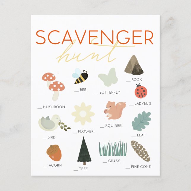 Scavenger Hunt Kids Birthday Game Flyer (Front)