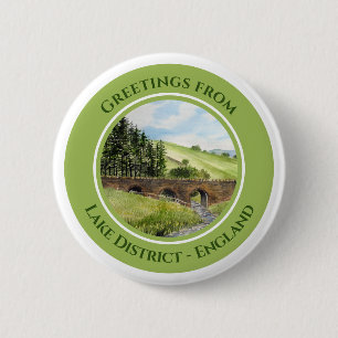 Scawgill Bridge over River Aiken Lake District UK 2 Inch Round Button