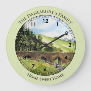 Scawgill Bridge over River Aiken Lake District UK Large Clock