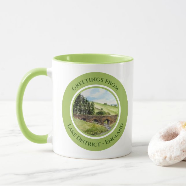 Scawgill Bridge over River Aiken Lake District UK Mug (With Donut)