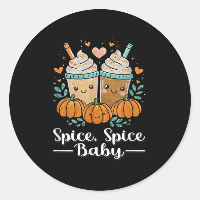 Sce Sce Baby Kawaii Pumpkin Sce Latte Lover  Classic Round Sticker (Front)