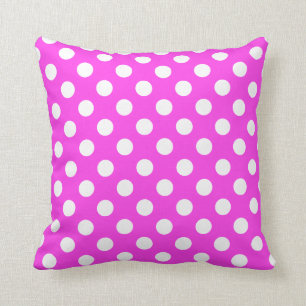Sceaming Pink And White Polka Dots Throw Pillow