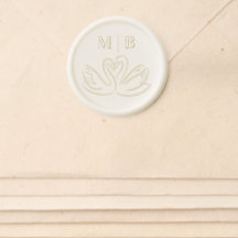 Élégantes Initiales Monogramme de Cygnes Dessinés