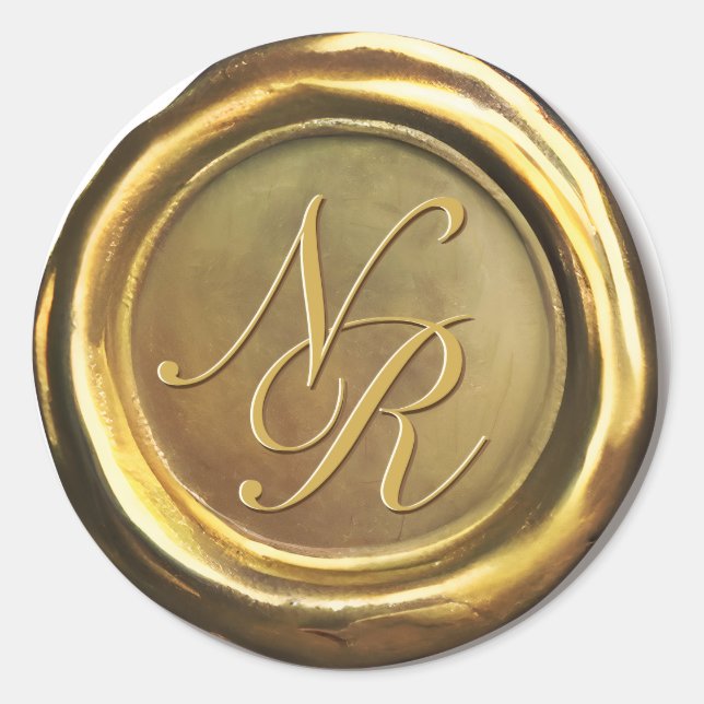 Sceaux de cire dorés autocollants de mariage perso (Devant)