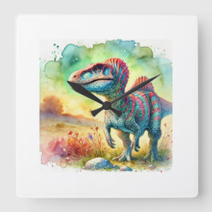 Scelidosaurus in Watercolor 300724AREF126 - Waterc Square Wall Clock