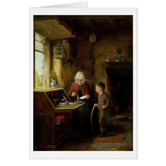 Scellant une lettre, 1890 (huile sur le panneau) (Devant)