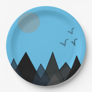 SCENARY LANDSCAPE MOUNTAIN PAINTING SIMPLE PAPER PLATE