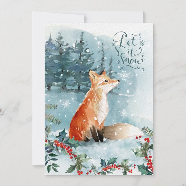 Scène bois, renard Carte de voeux de Noël (Devant)