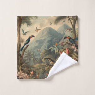 Scène botanique vintage de toucans et fleurs