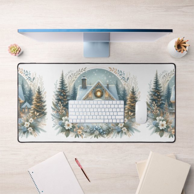 Scène de Cabane enneigée lumineuse (Bureau 1)