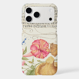 Scène de jardin avec fleurs, papillon et champigno