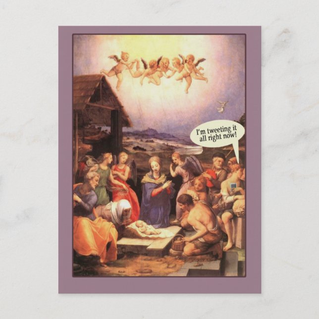 Scène de la Nativité Cartes humoristiques Tweeter (Devant)