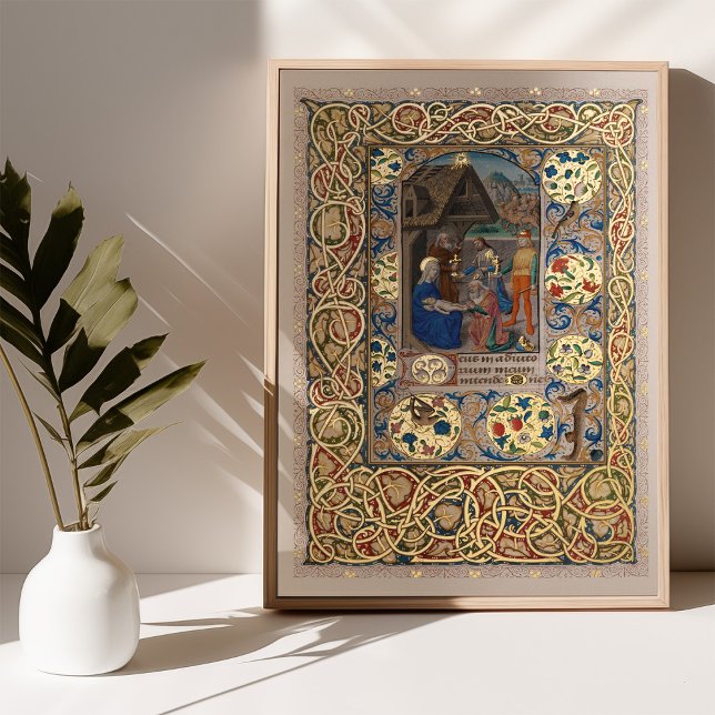 Scène de la Nativité illuminée Poster médiéval de  (Créateur téléchargé)
