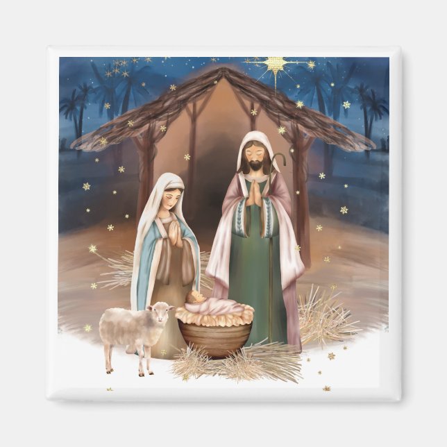 Scène de la Nativité Magnet cadeau de Noël (Devant)
