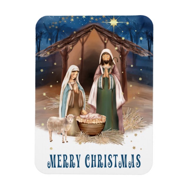 Scène de la Nativité Noël Cadeau Magnets (Vertical)
