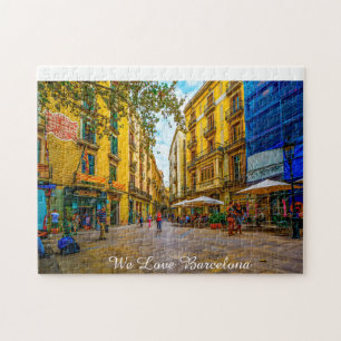 Scène De La Rue De Barcelone. Jigsaw Puzzle