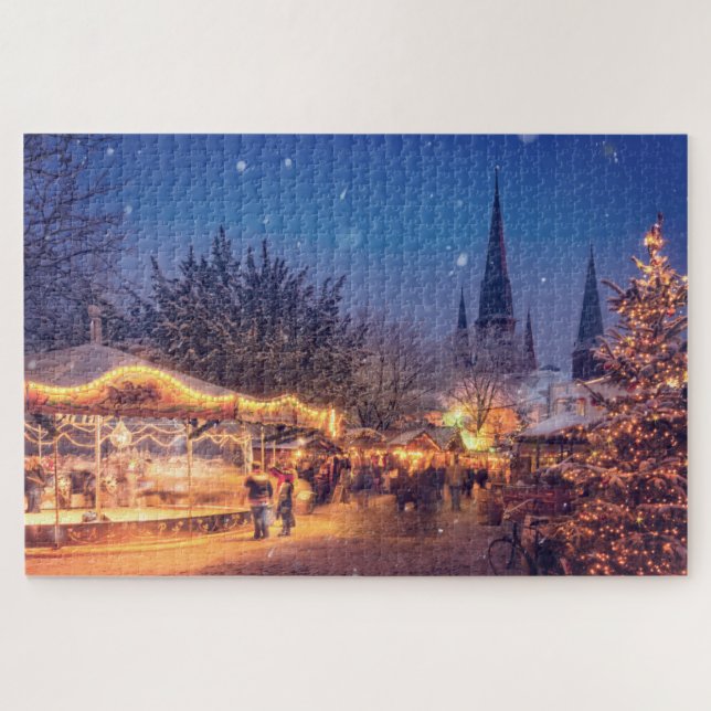 Scène de marché de Noël Jigsaw puzzle (Horizontal)
