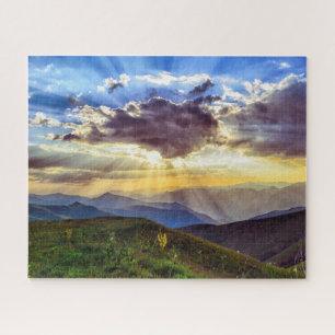 Scène de montagne au coucher du soleil Puzzle