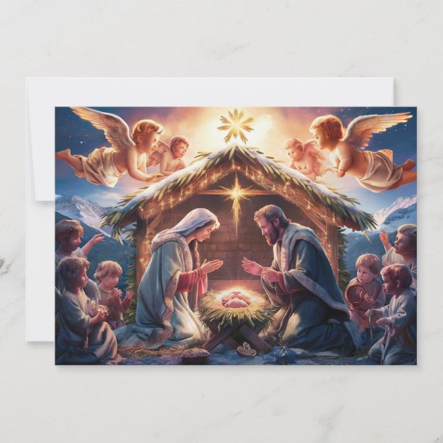 Scène de Nativité Baby Jesus Carte de Noël #2 (Devant)