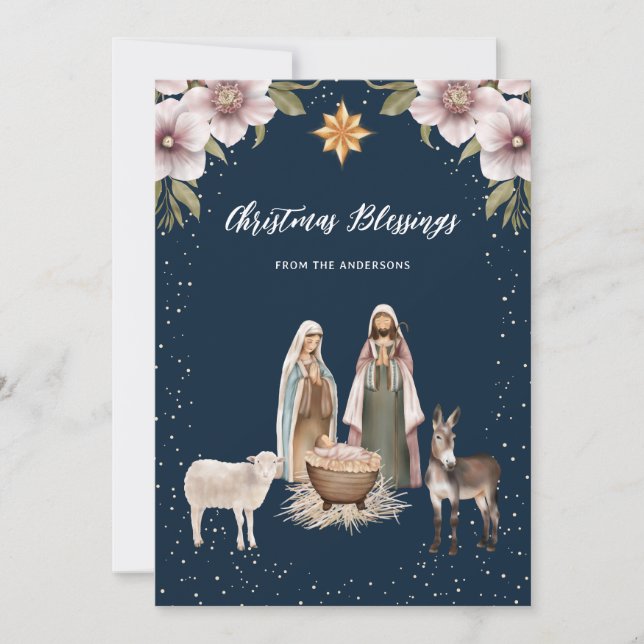 Scène de Nativité Cartes de Noël chrétiennes (Devant)