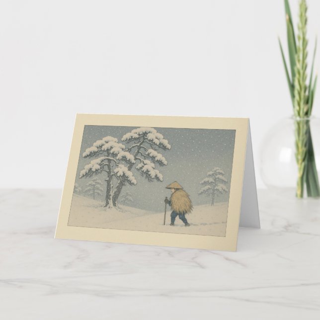 Scène de neige japonaise - Carte de Noël (Devant)