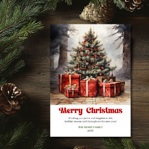Scène de Noël rustique élégante carte de vœux clas