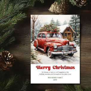 Scène de Noël rustique élégante carte de vœux voit