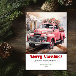 Scène de Noël rustique moderne carte art camion ro