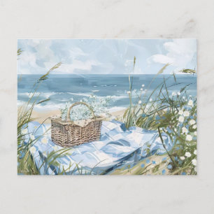 Scène de plage estivale carte postale d'art côtier