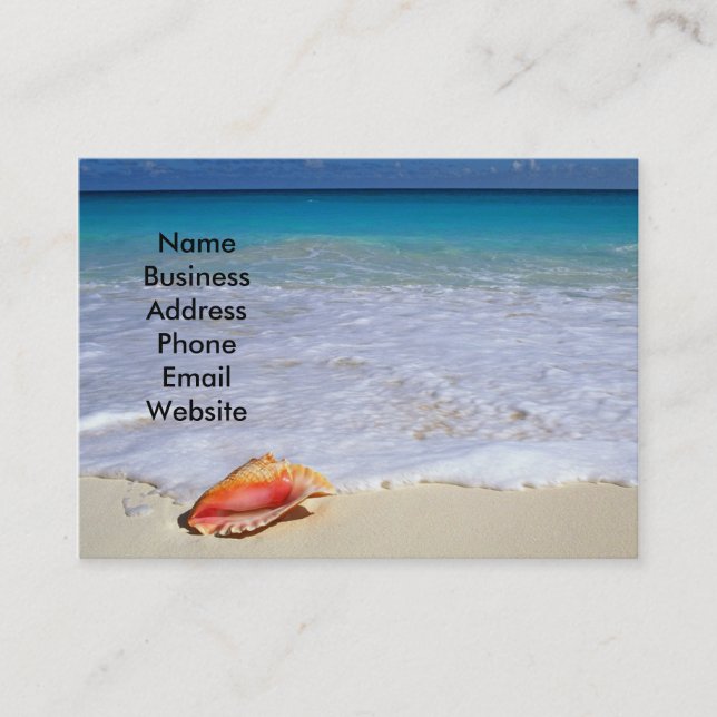 Scène de plage et carte de visite de coquillage (Devant)