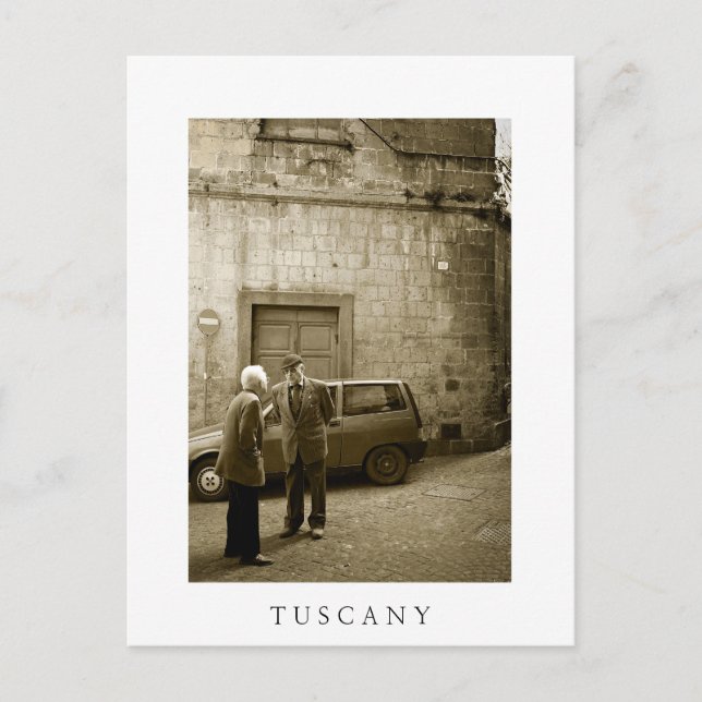 Scène de rue en Toscane carte postale texte blanc (Devant)
