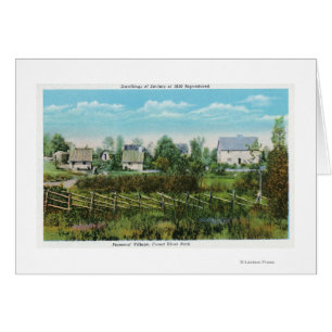 Scène de village des pionniers dans le parc de For
