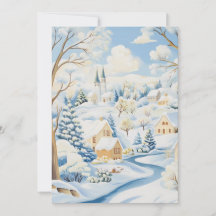 Scène de village hivernal idyllique pour carte de 