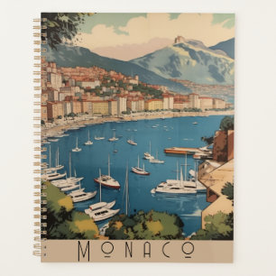 Scène de voyage vintage à Monaco avec texte person