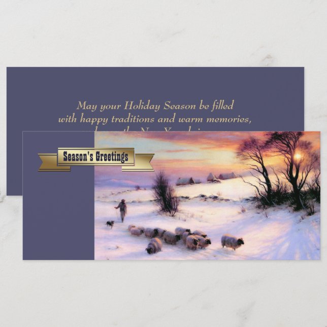Scène d'hiver Beaux-Arts Cartes de Noël personnali (Devant / Derrière)