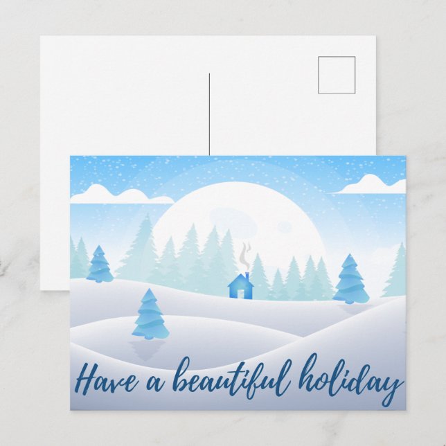 Scène d'hiver Belle carte postale de vacances (Devant / Derrière)