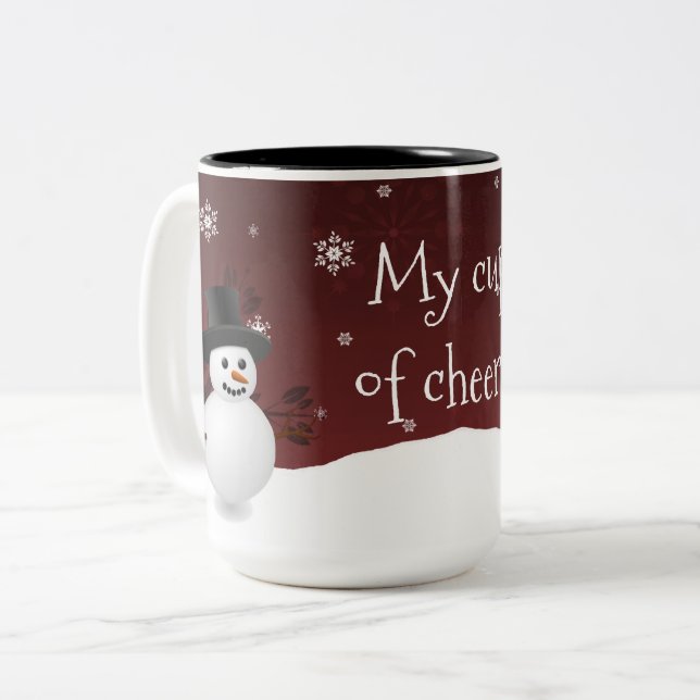 Scène d'hiver de Snowman rouge Mug de Noël (Devant gauche)