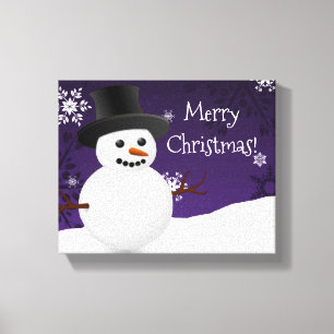 Scène d'hiver de Snowman violet toile de Noël Impr