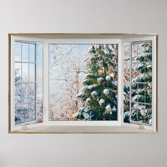 Scène d'hiver Poster d'illusion de la fenêtre Whit (Devant)