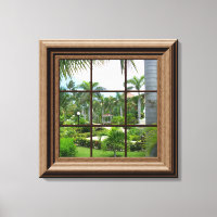 Scène Fenêtre Faux Vue Tropicale Toile Art