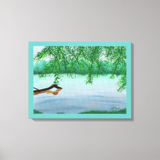 Scène fluviale avec impression de peinture à bille (Recto)
