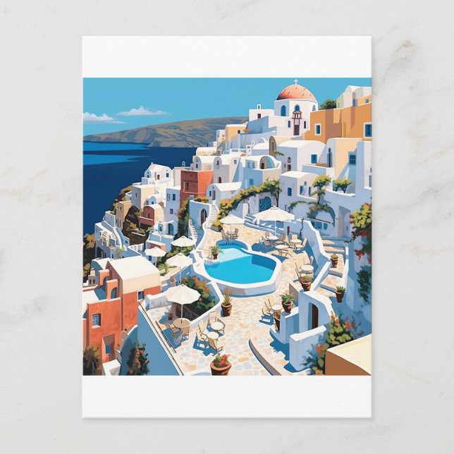 Scene from Santorini Greece Postcard (Front)