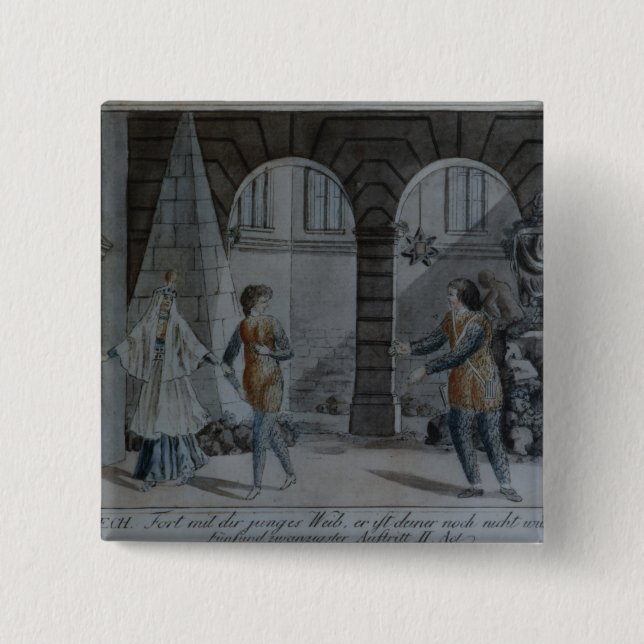 Scene from 'The Magic Flute' 2 Inch Square Button (Front)