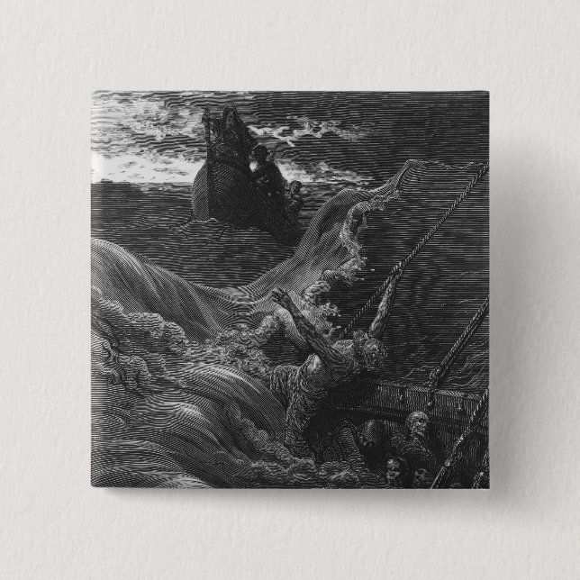 Scene from 'The Rime of the Ancient Mariner' 2 Inch Square Button (Front)