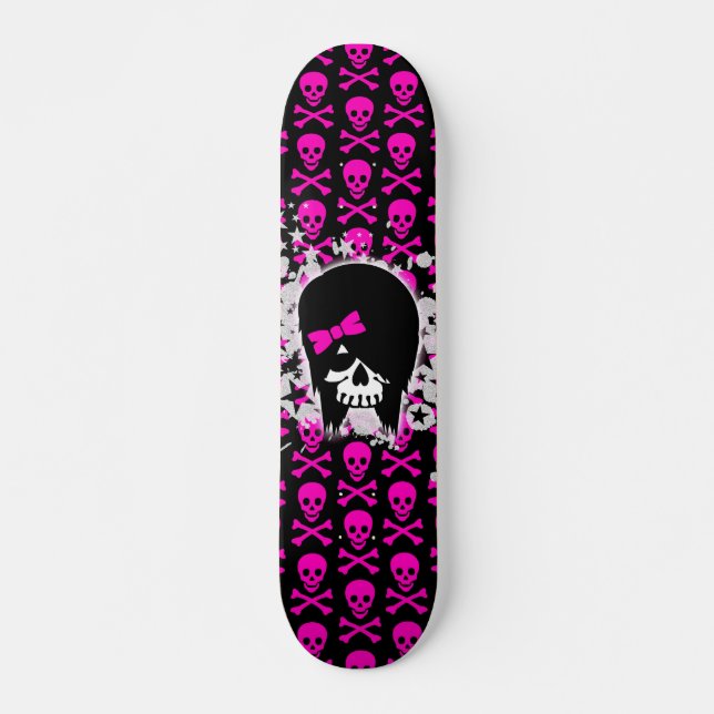 Scene Girl Skull Skateboard (Front)