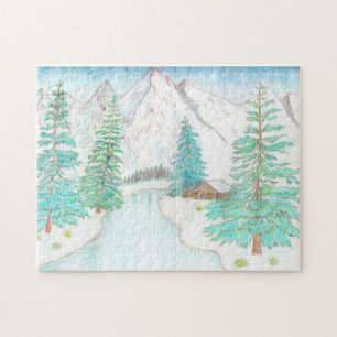 Scène hivernale avec montagnes  Puzzle